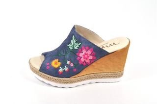 Sandale albastre Myltho, cu platforma, din piele naturala DS80