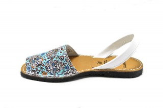 Sandale Avarca Blue Skull, din piele naturala