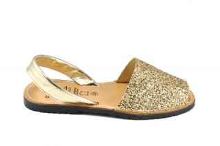 Sandale Avarca Glitter auriu, din piele naturala