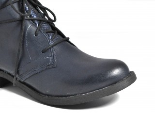Botine albastre piele naturala Lewa