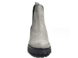 Botine gri din piele naturala Nora
