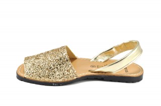 Sandale Avarca Glitter auriu, din piele naturala