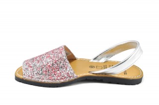 Sandale Avarca Glitter roz, piele naturala