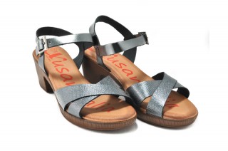 Sandale gri metalizat Xusandalia, din piele naturala DS68