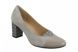 Pantofi gri cu varf de lac din piele naturala M Shoes