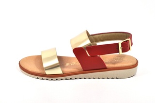Sandale rosu - aurii In shoes, din piele naturala
