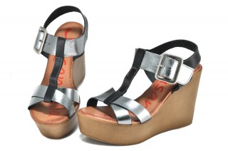 Sandale negru - argintii Xusandalia din piele naturala DS39