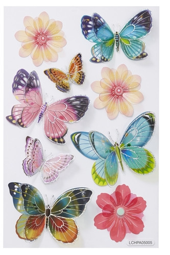 van nu af aan Herziening snorkel Hobbyfun 3D sticker vlinder en bloem (Locatie: 1538)
