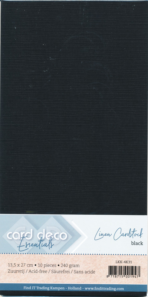 Card Deco linnen karton x zwart, 10 stuks LKK-4K31