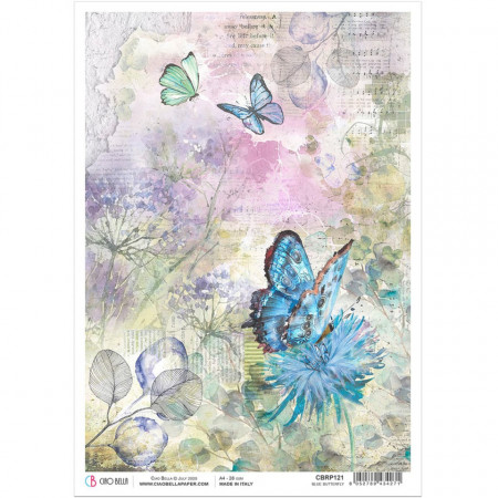 Ciao Bella Rice Paper A4, Blue Butterfly, CBRP121 (Locatie:)