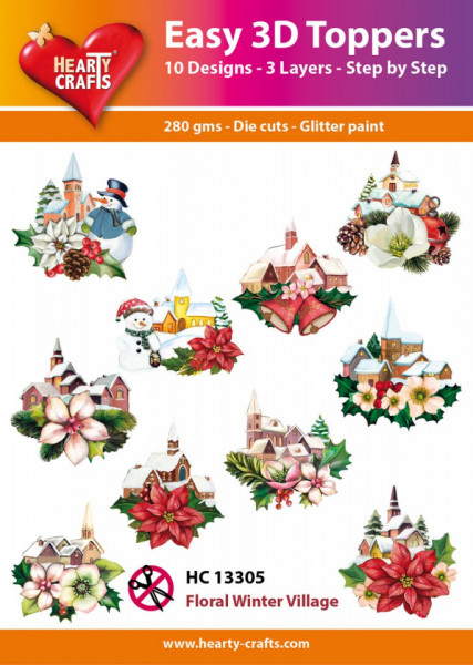 Hearty Crafts Easy 3D Toppers Floral Winter Village HC13305