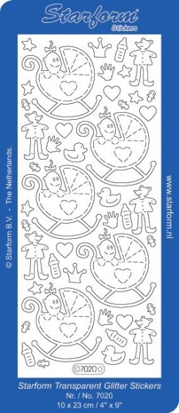 Starform stickervel glitter zilver baby 7020 (Locatie: T060 )