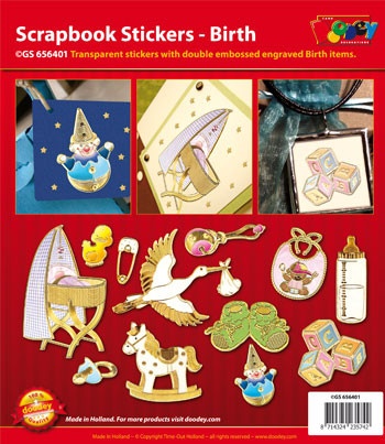 Doodey stickervel Geboorte transparant zilver GS656401