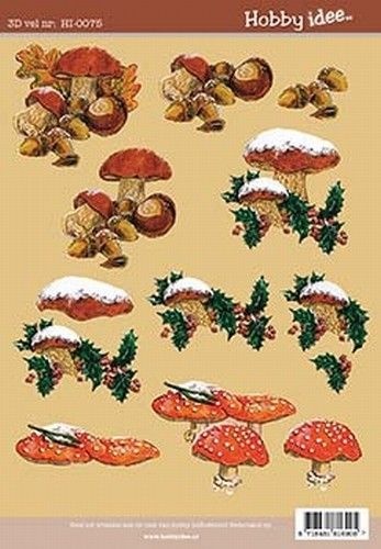 Hobby Idee knipvel paddestoelen HI-0075 (Locatie: 5602)