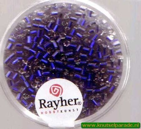 Rayher stiftkralen 2x2 mm donkerblauw met zilverdetail 16 gr. 1430110 (Locatie: 3RL5 )