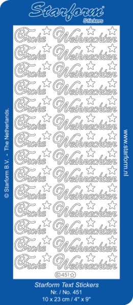 Starform sticker Frohe Weihnachten zilver 451 (Locatie: C331)