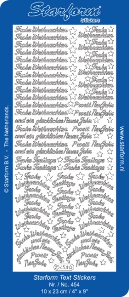 Starform sticker zilver Frohe Weinachten 454 (Locatie: F162)