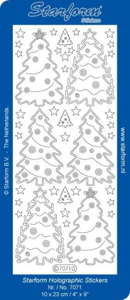 Starform stickervel kerstbomen transparant glitter goud 7071 (Locatie: C267)