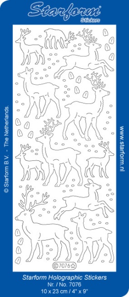 Starform stickervel rendieren glitter blauw/goud 7076 (Locatie: Q140)