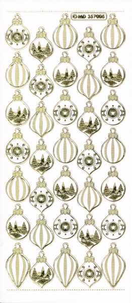 Stickervel kerstballen goud transparant MD357005 (Locatie: S147 )