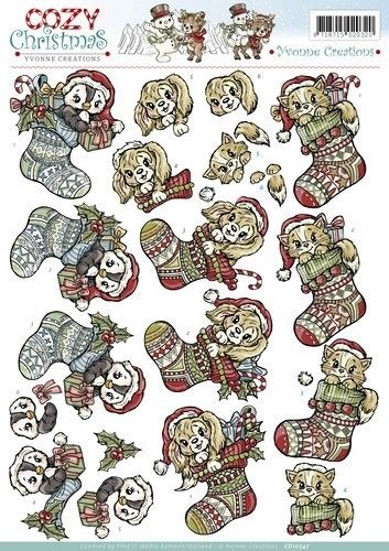 Yvonne Creations knipvel Cozy XMas stocking CW10547 (Locatie: 831)