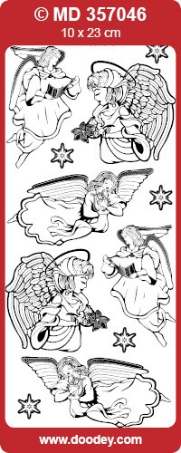 Doodey stickervel transparant zilver engelen MD357046 (Locatie: t019)