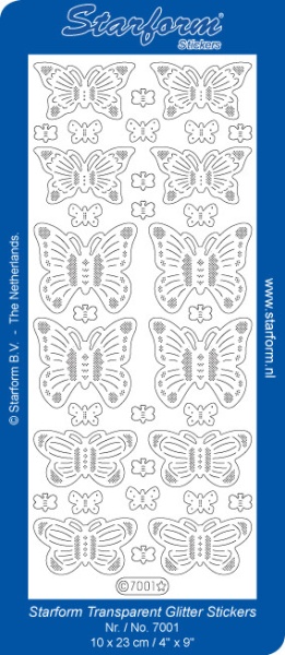 Starform sticker vlinders transparant glitter goud 7001 (Locatie: G059 )