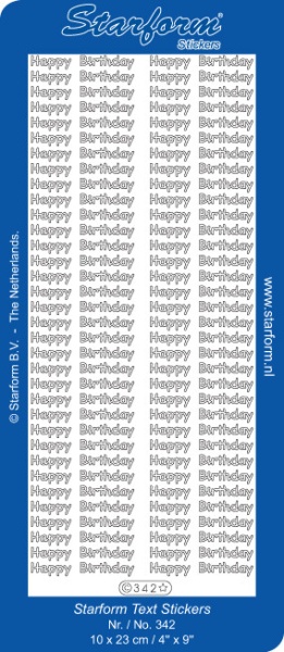 Starform stickervel zilver happy birthday 342 (Locatie: L85)