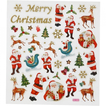 Stickers, vel 15x16,5 cm, kerstman en rendier, 298921 (Locatie: 0607)