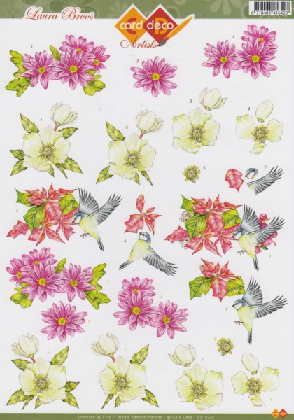 Card Deco knipvel bloemen en vogels CD10252 (Locatie: 4816)