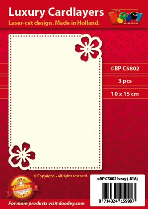 Doodey oplegkaarten bloemen A6 ivoor 3 stuks BPC5802 (Locatie: K060)