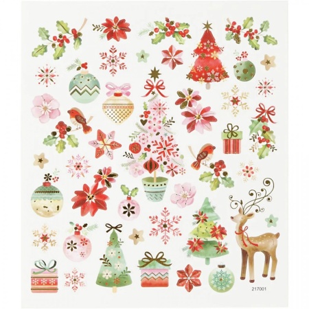 Stickers, vel 15x16,5 cm, romantische kerst, 288791 (Locatie: 0616)