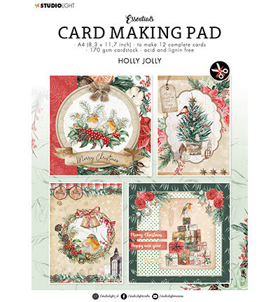 Studio Light stansblok Card Making Pad Holly Jolly Essentials nr.9 SL-ES-CMP09