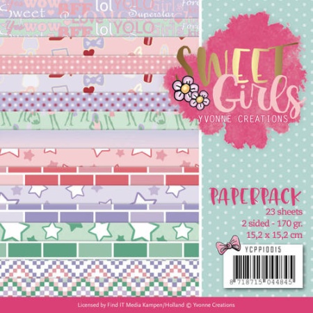 Yvonne Creations, Paperpack, 15.2 x 15.x cm, Sweet Girls, YCPP10015