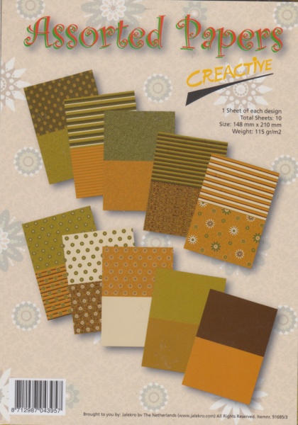 Assorted Papers, 10 vel, A5, bruin/groen/beige 91685/3 (Locatie: S2)