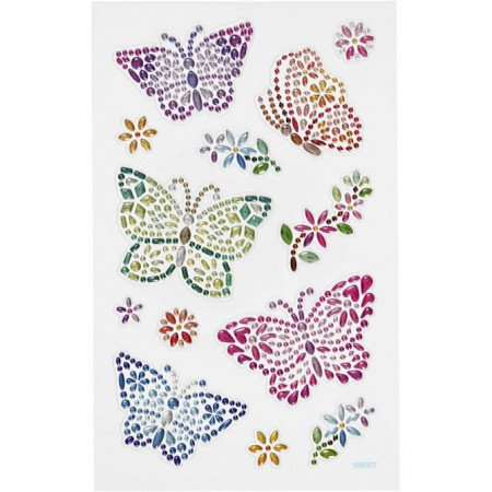 Diamond stickers, vel 10x15,5 cm, vlinders, 284038 (Locatie: 4822)