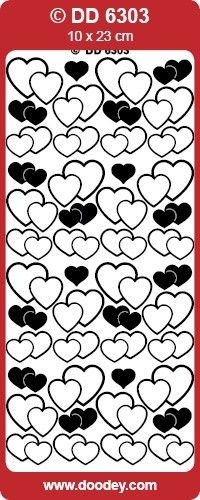 Doodey stickervel hartjes zilver DD6303 (Locatie: H409 )