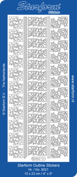 Starform stickervel sterrenhoekjes zilver 8521 (Locatie: S136)