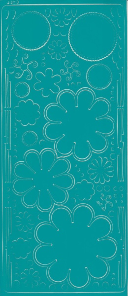 Stickervel turquoise bloemen 0400 (Locatie: S108)