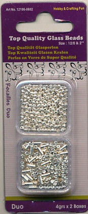 Glazen kralen/rocailles 2 x 4 gr. zilver 12106-0602 (Locatie: K3)