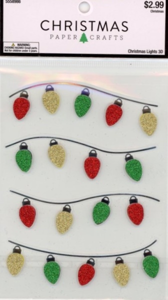Glitter stickers kerstlichtjes, 4 stuks (Locatie: 5028)