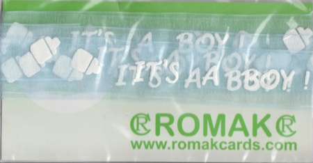 Romak bedrukt organza lint its's a boy 02 205 28 * (Locatie: k3)