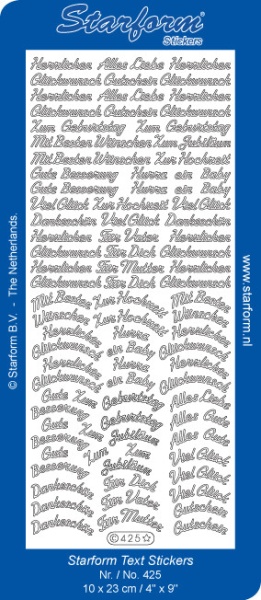 Starform sticker goud allerlei duitse teksten 425 (Locatie: F150)