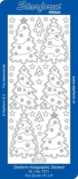 Starform sticker kerstbomen glitter zilver/goud 7071 (Locatie: J551 )