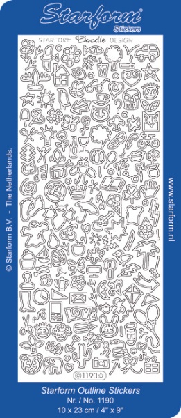 Starform stickervel allerlei zilver 1190 (Locatie: G155)