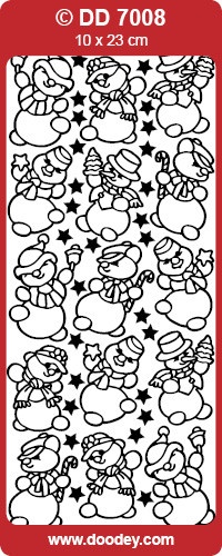 Stickervel zilver sneeuwmannetjes DD7008 (Locatie: K193)