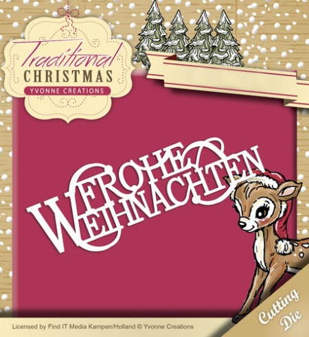 Yvonne Creations snijmal Frohe Weihnachten YCD10058 (Locatie: k145)