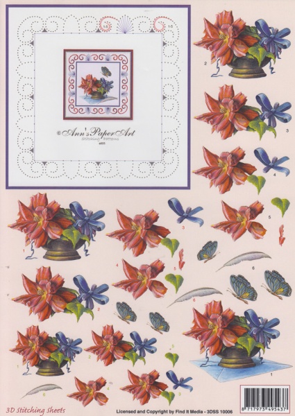 Ann's Paper Art knipvel bloemen met borduurpatroon 3DSS 10006 (Locatie: 5635)