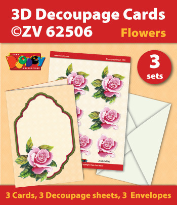Doodey kaartenpakket om 3 bloemenkaarten te maken ZV62506 (Locatie: 4403)