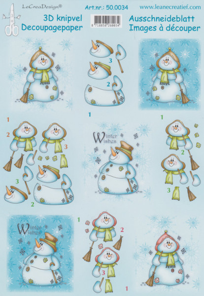 Le Crea knipvel Snowman winter wishes 500034 (Locatie: 4413)